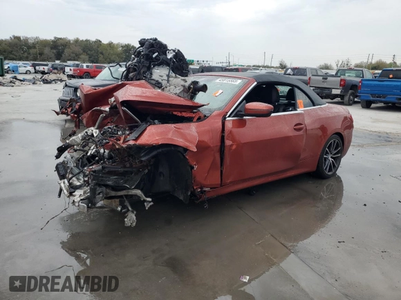 2022 BMW 4 Series 430i z VIN WBA23AT04NCK24960, wystawiony jako Copart lot #45815565 z przebiegiem Nie podano mil oraz Nie do naprawy • Non repairable. Historia ofert i sprzedaży dostępna na DreamBid. Obrazek 1.