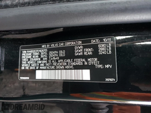 2012 Volvo XC90 with VIN YV4952CZ7C1626705, listed as a Copart auction lot 81172064 with 226,651 mi miles and Clean Title. Bid and sale history available at carsss.com. Image 13.