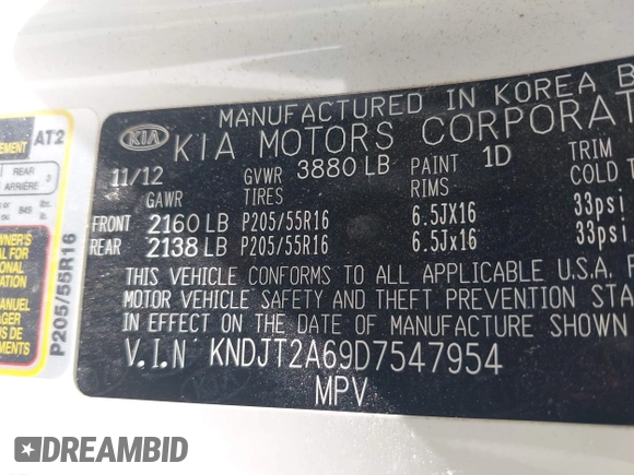 2013 Kia Soul + z VIN KNDJT2A69D7547954, wystawiony jako IAAI lot #42233795 z przebiegiem 128 548 mil mil oraz . Historia ofert i sprzedaży dostępna na DreamBid. Obrazek 9.