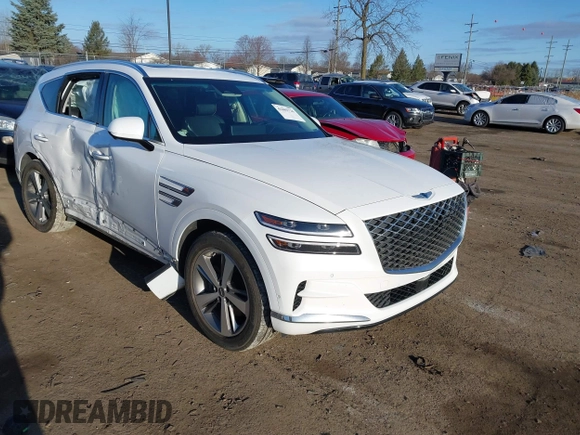 2021 Genesis GV80 with VIN KMUHBDSB6MU034443, listed as a IAAI auction lot 41885726 with 58,268 mi miles. Bid and sale history available at carsss.com. Image 1.