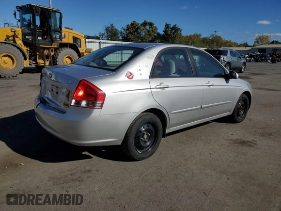 2009 Kia Spectra EX with VIN KNAFE222895603636, listed as a Copart auction lot 75327854 with 169,702 mi miles and Salvage Title. Bid and sale history available at carsss.com. Image 3.