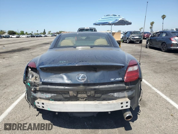 2006 Lexus SC 430 with VIN JTHFN48Y069007014, listed as a Copart auction lot 57639905 with 90,938 mi miles and Salvage title. Bid and sale history available at DreamBid. Image 6.