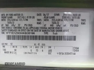 2017 Ford Transit с VIN 1FTYE1ZM3HKB35196, выставлен на аукционе IAAI как лот 42061557 с пробегом 88 581 миль миль и . История ставок и продаж доступна на DreamBid. Изображение 9.