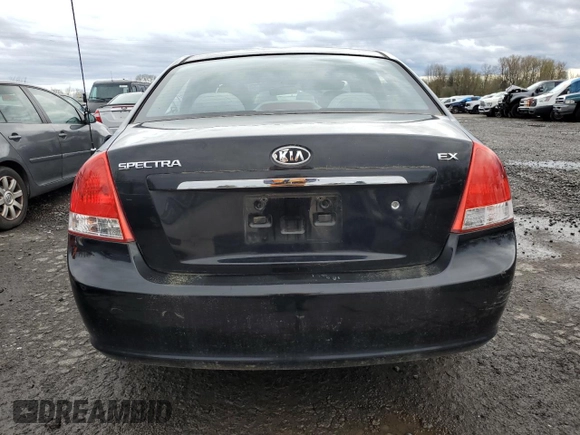 2009 Kia Spectra EX with VIN KNAFE222295664027, listed as a Copart auction lot 50788635 with 118,563 mi miles and Clean title. Bid and sale history available at DreamBid. Image 6.