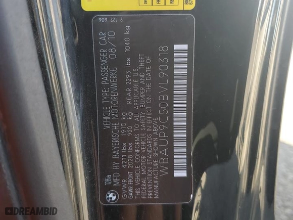 2011 BMW 1 Series 128i with VIN WBAUP9C50BVL90318, listed as a Copart auction lot 78231264 with 132,459 mi miles and Salvage Title. Bid and sale history available at carsss.com. Image 12.