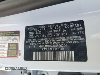 2024 Hyundai Elantra SEL z VIN KMHLM4DG2RU696202, wystawiony jako Copart lot #57557565 z przebiegiem 5 179 mil mil oraz Szkoda całkowita • Salvage title. Historia ofert i sprzedaży dostępna na DreamBid. Obrazek 13.