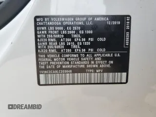 2020 Volkswagen Atlas SE with VIN 1V26C2CA9LC203648, listed as a Copart auction lot 63848285 with 45,352 mi miles and Salvage title. Bid and sale history available at DreamBid. Image 14.