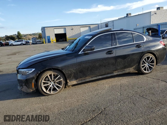 2019 BMW 3 Series 330i with VIN 3MW5R1J57K8B02431, listed as a Copart auction lot 47676085 with 0 mi miles and Salvage Title. Bid and sale history available at carsss.com. Image 1.