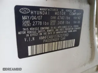2007 Hyundai Azera SE with VIN KMHFC46F07A237060, listed as a Copart auction lot 70282584 with 135,663 mi miles and Salvage Title. Bid and sale history available at carsss.com. Image 14.
