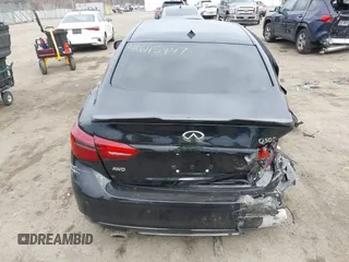 2021 Infiniti Q50 Red Sport 400 with VIN JN1FV7DR3MM880528, listed as a IAAI auction lot 41645447 with 73,160 mi miles and . Bid and sale history available at carsss.com. Image 17.