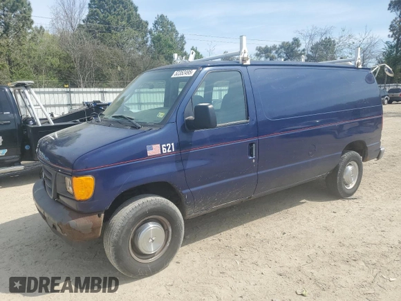 2005 Ford Econoline Cargo with VIN 1FTNE24W15HB22604, listed as a Copart auction lot 52352495 with 227,339 mi miles and Salvage Title. Bid and sale history available at carsss.com. Image 1.