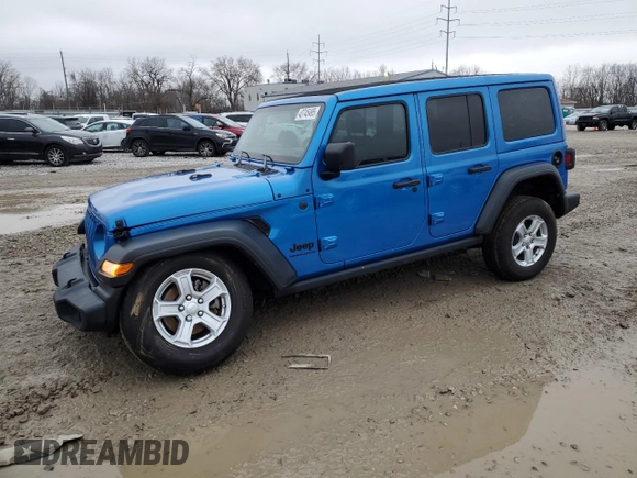 2023 Jeep Wrangler Sport S with VIN 1C4HJXDG9PW543144, listed as a Copart auction lot 43745495 with 36,989 mi miles and Salvage Title. Bid and sale history available at DreamBid. Image 1.