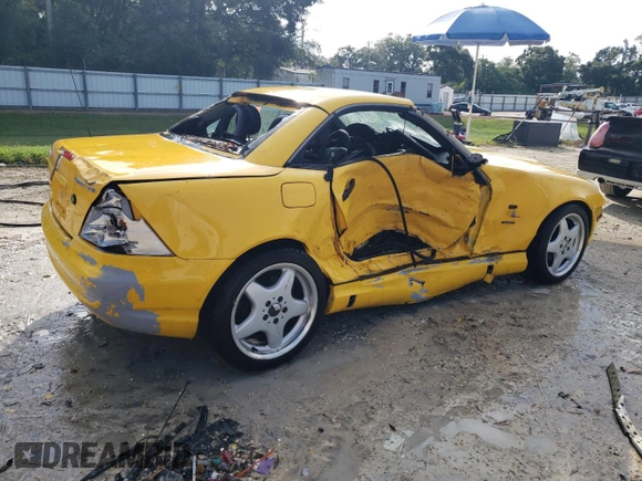 1999 Mercedes-Benz SLK-Class with VIN WDBKK47F9XF076441, listed as a Copart auction lot 73745154 with 104,481 mi miles and Salvage Title. Bid and sale history available at carsss.com. Image 3.