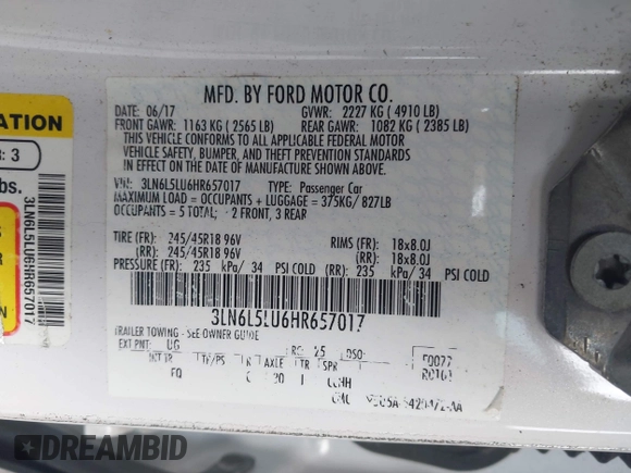 2017 Lincoln MKZ Hybrid Select с VIN 3LN6L5LU6HR657017, выставлен на аукционе IAAI как лот 42346163 с пробегом 93 104 миль миль и . История ставок и продаж доступна на DreamBid. Изображение 9.