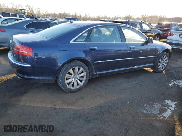 2010 Audi A8 with VIN WAURVAFA2AN008181, listed as a Copart auction lot 88643975 with 109,506 mi miles and Salvage title. Bid and sale history available at DreamBid. Image 3.