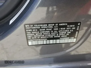 2016 Volkswagen Passat 1.8T S with VIN 1VWAT7A37GC020264, listed as a Copart auction lot 52545295 with 75,395 mi miles and Salvage Title. Bid and sale history available at carsss.com. Image 12.