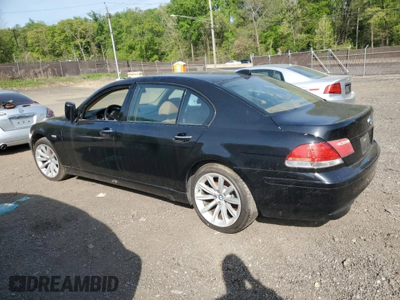2008 BMW 7 Series 750Li with VIN WBAHN83588DT83469, listed as a Copart auction lot 53639225 with Not Provided miles and Salvage Title. Bid and sale history available at DreamBid. Image 2.