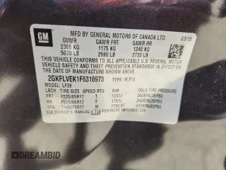 2015 GMC Terrain SLE с VIN 2GKFLVEK1F6316973, выставлен на аукционе Copart как лот 64748505 с пробегом 84 367 миль миль и Списание • Salvage title. История ставок и продаж доступна на DreamBid. Изображение 12.