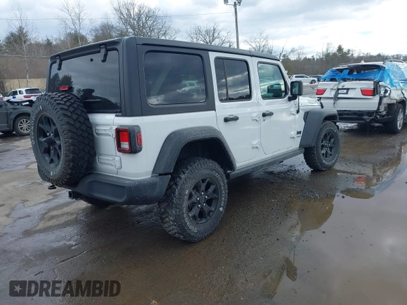 2022 Jeep Wrangler Unlimited Sport S with VIN 1C4HJXDG3NW155467, listed as a IAAI auction lot 41638650 with 22,698 mi miles and . Bid and sale history available at DreamBid. Image 4.
