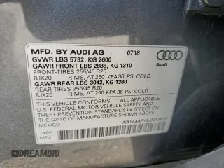 2018 Audi SQ5 Premium Plus with VIN WA1A4AFY9J2213637, listed as a Copart auction lot 66158564 with 63,717 mi miles and Salvage Title. Bid and sale history available at DreamBid. Image 13.