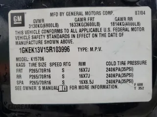 2005 GMC Yukon SLE with VIN 1GKEK13V15R103996, listed as a Copart auction lot 86735454 with 223,174 mi miles and Salvage Title. Bid and sale history available at carsss.com. Image 14.