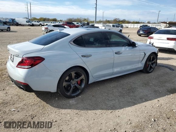 2020 Genesis G70 3.3T с VIN KMTG34LE3LU064052, выставлен на аукционе Copart как лот 83573294 с пробегом 56 514 миль миль и Списание • Salvage title. История ставок и продаж доступна на DreamBid. Изображение 3.