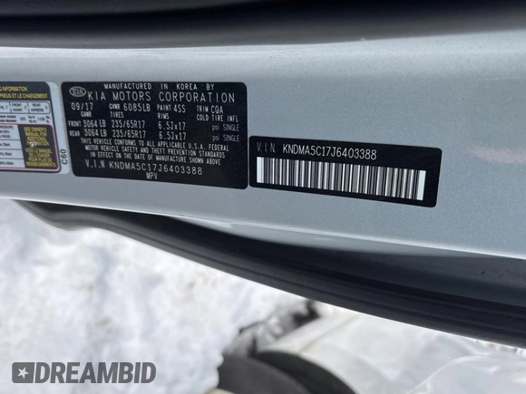 2018 Kia Sedona L with VIN KNDMA5C17J6403388, listed as a Copart auction lot 47965185 with 159,896 mi miles and Clean Title. Bid and sale history available at carsss.com. Image 10.