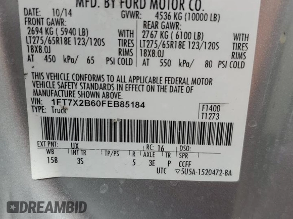 2015 Ford F-250 XLT z VIN 1FT7X2B60FEB85184, wystawiony jako Copart lot #56344665 z przebiegiem 195 598 mil mil oraz Szkoda całkowita • Salvage title. Historia ofert i sprzedaży dostępna na DreamBid. Obrazek 12.