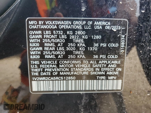 2024 Volkswagen Atlas SE с VIN 1V2WR2CA5RC512850, выставлен на аукционе Copart как лот 51100615 с пробегом 15 356 миль миль и Чистый • Clean title. История ставок и продаж доступна на DreamBid. Изображение 13.