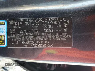 2004 Kia Amanti z VIN KNALD124845031347, wystawiony jako Copart lot #73089774 z przebiegiem 139 545 mil mil oraz Szkody całkowita. Historia ofert i sprzedaży dostępna na DreamBid. Obrazek 13.