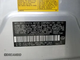 2010 Lexus GS 350 with VIN JTHCE1KS7A0026503, listed as a Copart auction lot 51645165 with 166,515 mi miles and Salvage Title. Bid and sale history available at carsss.com. Image 12.