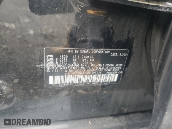 2024 Subaru Legacy Premium with VIN 4S3BWAF60R3021015, listed as a Copart auction lot 62775875 with 24,810 mi miles and Salvage title. Bid and sale history available at DreamBid. Image 12.