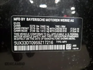 2025 BMW X4 xDrive30i z VIN 5UX33DT09S9Z17216, wystawiony jako Copart lot #55650105 z przebiegiem 1 214 mil mil oraz Szkoda całkowita • Salvage title. Historia ofert i sprzedaży dostępna na DreamBid. Obrazek 13.