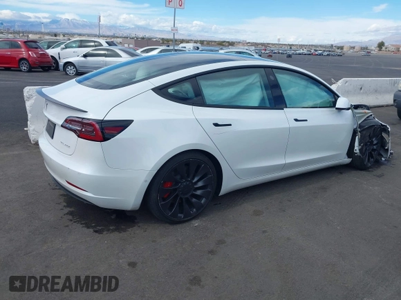 2022 Tesla Model 3 Performance with VIN 5YJ3E1EC6NF111958, listed as a IAAI auction lot 41583972 with 28,431 mi miles and . Bid and sale history available at DreamBid. Image 4.