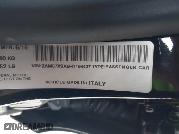 2017 Maserati Ghibli with VIN ZAM57XSA5H1196437, listed as a IAAI auction lot 41814688 with 63,334 mi miles. Bid and sale history available at carsss.com. Image 9.