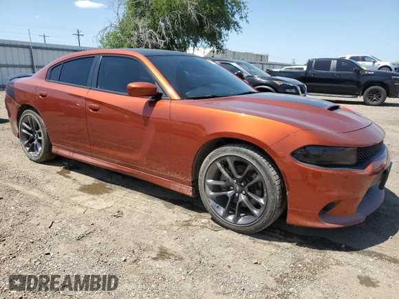 2022 Dodge Charger R/T with VIN 2C3CDXCT4NH198377, listed as a Copart auction lot 52013875 with 25,500 mi miles and Salvage Title. Bid and sale history available at DreamBid. Image 4.