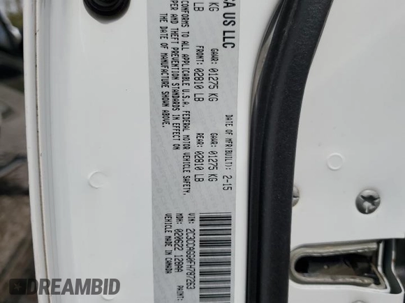 2015 Chrysler 300 S with VIN 2C3CCAGG0FH787263, listed as a Copart auction lot 50576985 with 238,599 mi miles and Salvage title. Bid and sale history available at DreamBid. Image 14.