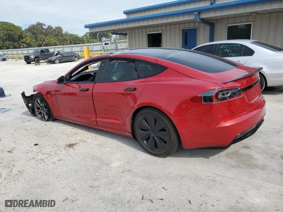 2022 Tesla Model S Plaid with VIN 5YJSA1E6XNF465841, listed as a Copart auction lot 89262275 with 0 mi miles and Non Repairable. Bid and sale history available at carsss.com. Image 2.