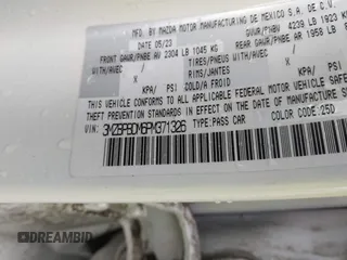 2023 Mazda 3 S Premium with VIN 3MZBPBDM6PM371326, listed as a IAAI auction lot 42138373 with 24,865 mi miles and . Bid and sale history available at DreamBid. Image 9.