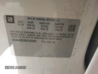 2014 Cadillac ATS Standard RWD with VIN 1G6AA5RX3E0163203, listed as a IAAI auction lot 41294865 with 183,083 mi miles. Bid and sale history available at carsss.com. Image 9.