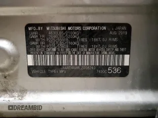 2020 Mitsubishi Eclipse Cross LE with VIN JA4AT4AA8LZ008240, listed as a Copart auction lot 47134205 with 116,203 mi miles and Non repairable. Bid and sale history available at DreamBid. Image 13.