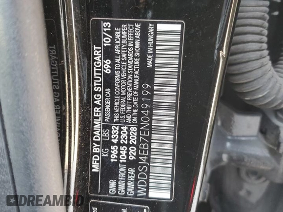 2014 Mercedes-Benz CLA 250 with VIN WDDSJ4EB7EN049199, listed as a Copart auction lot 62329275 with 188,065 mi miles and Salvage title. Bid and sale history available at DreamBid. Image 13.