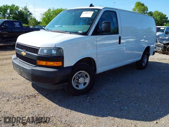 2019 Chevrolet Express Cargo Van with VIN 1GCWGAFP6K1173549, listed as a IAAI auction lot 42082743 with 86,763 mi miles. Bid and sale history available at carsss.com. Image 2.