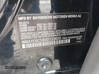 2013 BMW 7 Series 750Li z VIN WBAYE8C59DD133605, wystawiony jako IAAI lot #42179893 z przebiegiem 73 065 mil mil oraz . Historia ofert i sprzedaży dostępna na DreamBid. Obrazek 9.