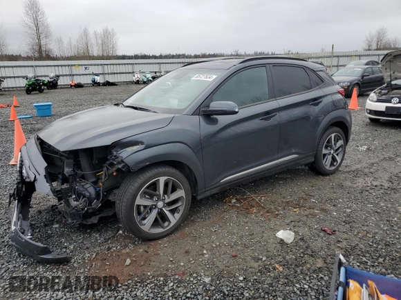 2019 Hyundai Kona Ultimate with VIN KM8K5CA56KU373671, listed as a Copart auction lot 85727634 with 17,727 mi miles and Salvage Title. Bid and sale history available at carsss.com. Image 1.