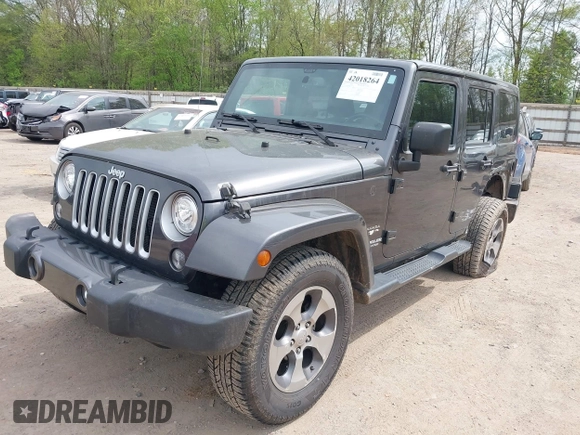 2017 Jeep Wrangler Unlimited Sahara with VIN 1C4BJWEGXHL595724, listed as a IAAI auction lot 42018264 with 95,948 mi miles. Bid and sale history available at carsss.com. Image 2.