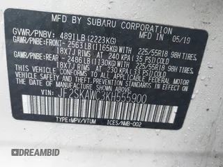 2019 Subaru Forester Touring with VIN JF2SKAWC3KH555900, listed as a IAAI auction lot 41558281 with 138,351 mi miles. Bid and sale history available at carsss.com. Image 9.
