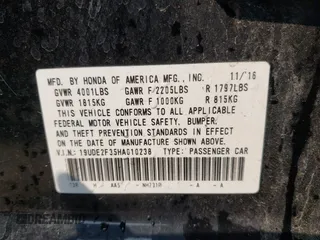 2017 Acura ILX z VIN 19UDE2F35HA010238, wystawiony jako IAAI lot #42401356 z przebiegiem 179 744 mil mil oraz . Historia ofert i sprzedaży dostępna na DreamBid. Obrazek 9.