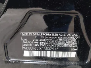 2004 Mercedes-Benz E 320 with VIN WDBUF65JX4A537915, listed as a IAAI auction lot 42047449 with 94,783 mi miles and . Bid and sale history available at DreamBid. Image 9.