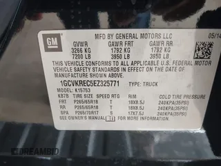 2014 Chevrolet Silverado 1500 LT with VIN 1GCVKREC5EZ325771, listed as a IAAI auction lot 41691858 with 123,475 mi miles and . Bid and sale history available at DreamBid. Image 9.